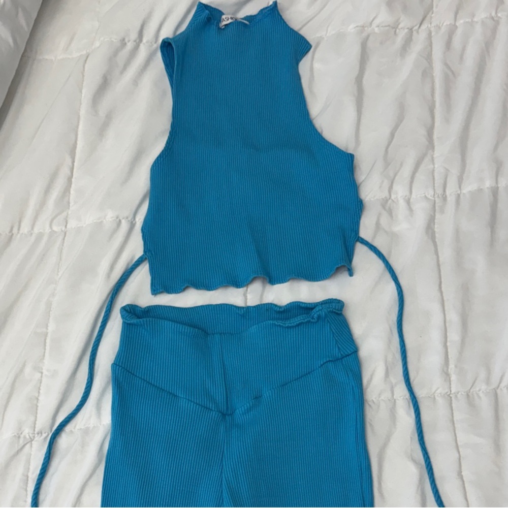 Fashion Nova Blue Ribbed Jumpsuit